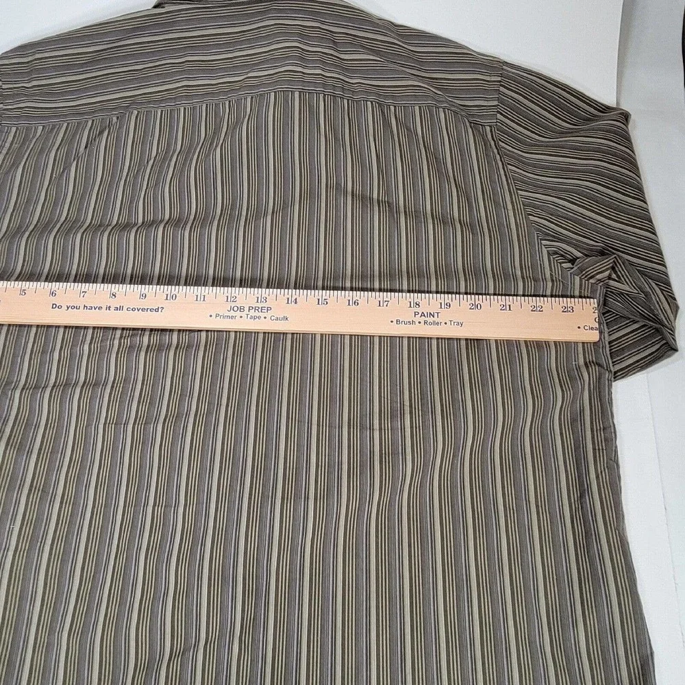 Eddie Bauer Classic Fit Button Up Shirt Mens L Gray Striped Long Sleeve Cotton - Picture 7 of 10